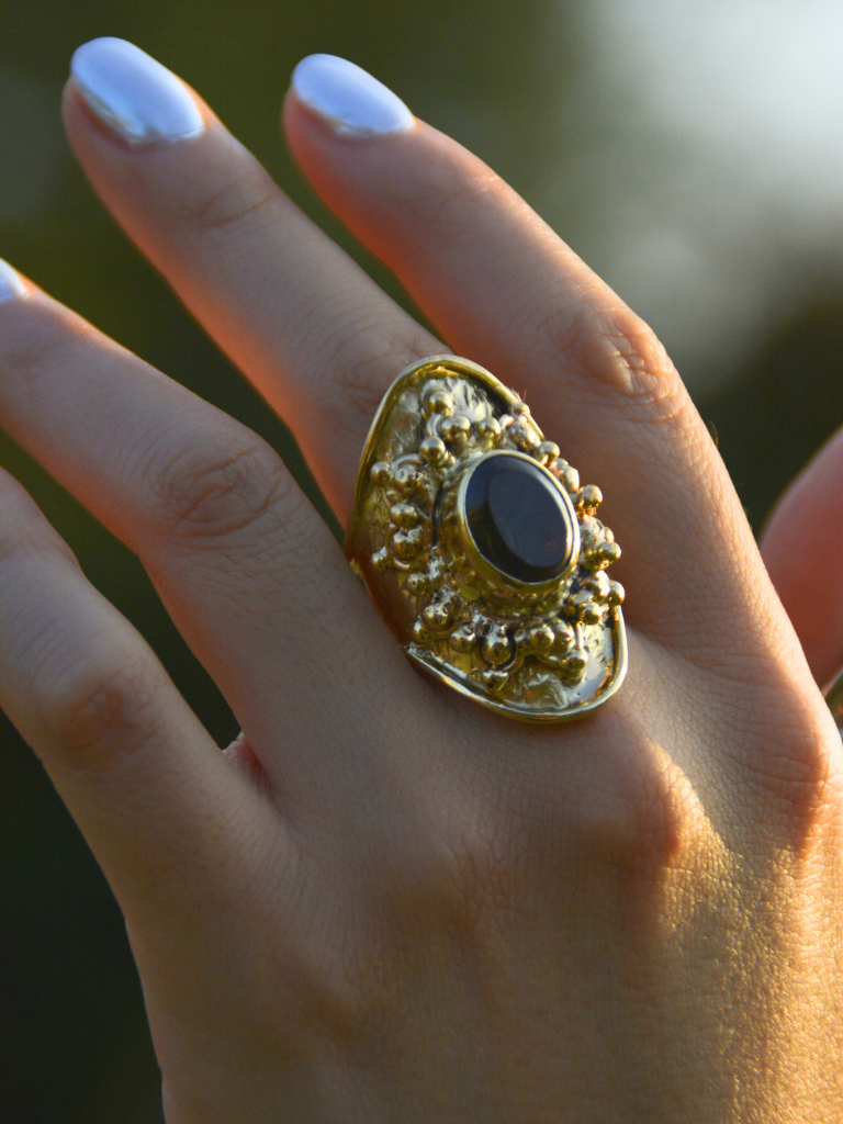 Smoky Quartz Renaissance Ring gold