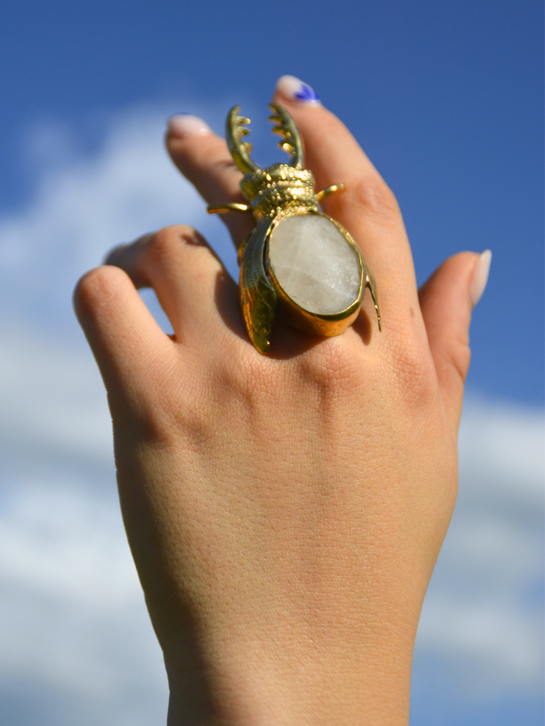Stag Beetle Moonstone Ring