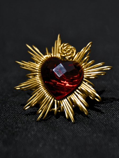 Red Faceted Brilliant Heart Ring
