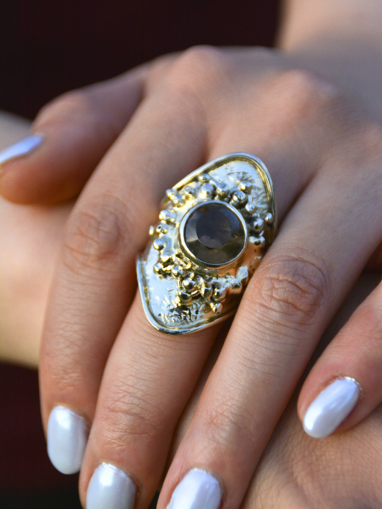 Smoky Quartz Renaissance Ring