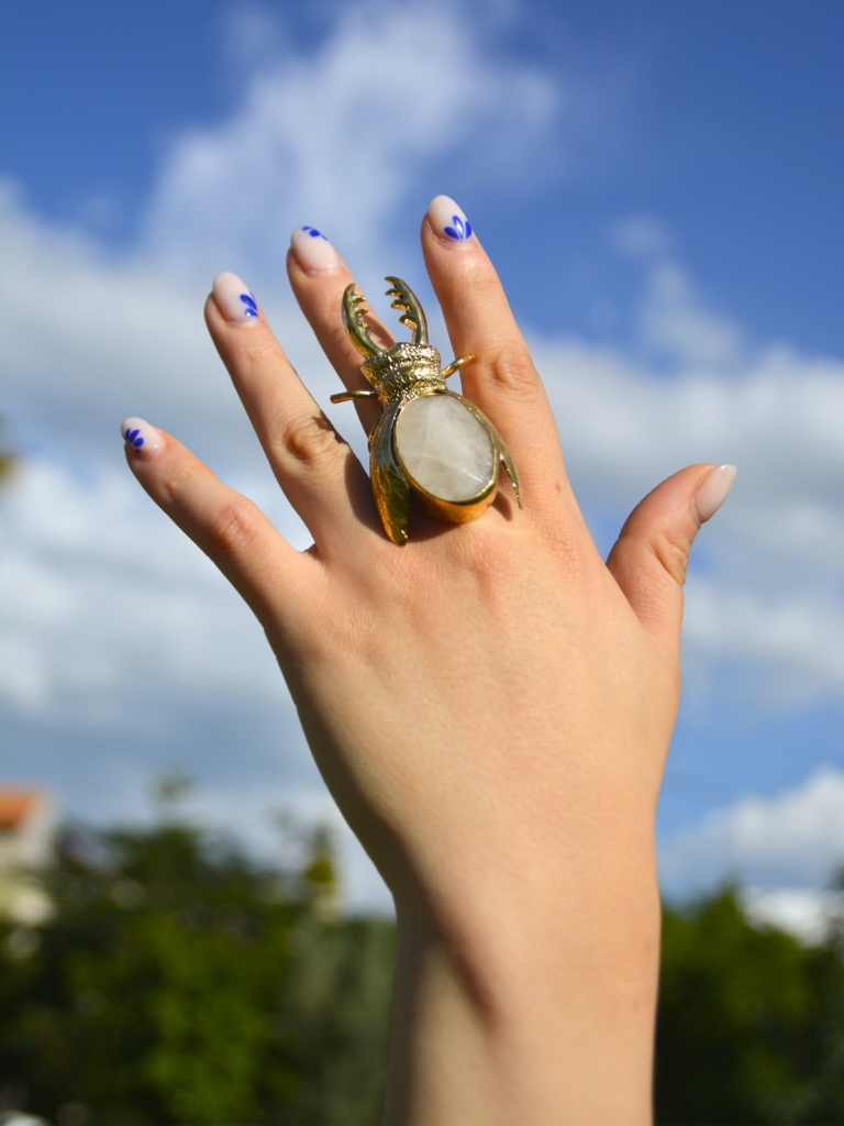 Stag Beetle Moonstone Ring