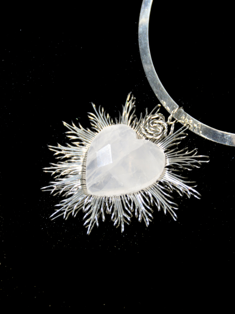 White Quartz Radiant Heart Necklace