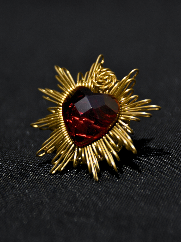Red Faceted Brilliant Heart Ring