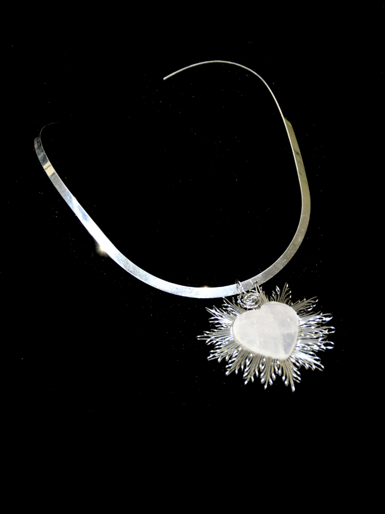 White Quartz Radiant Heart Necklace