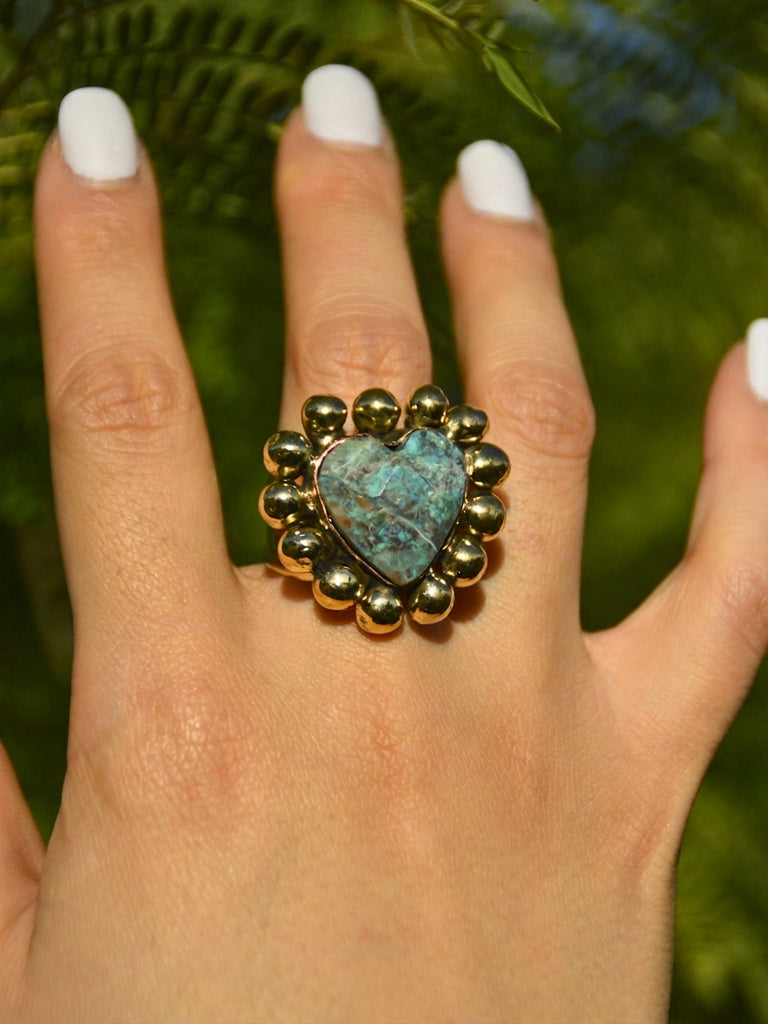 Chrysocolla Halo Ring
