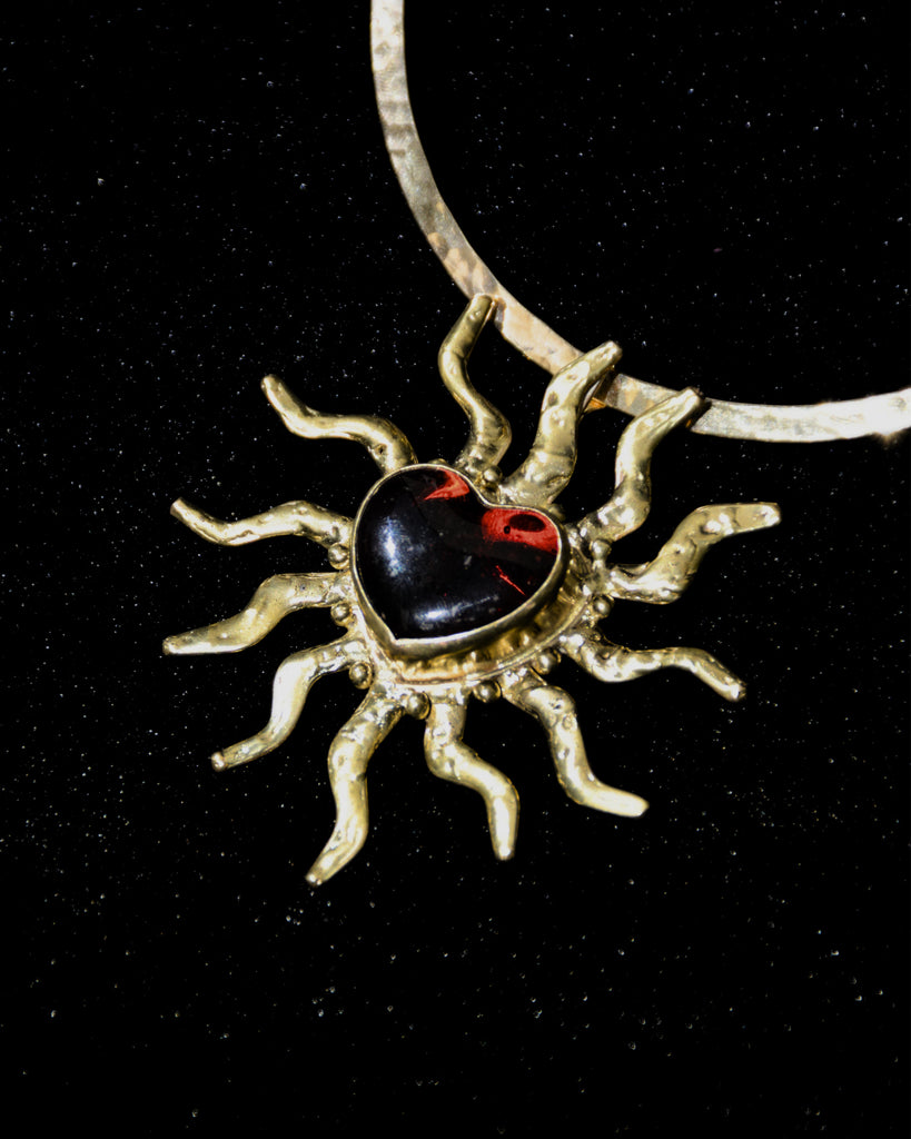 Red SunBurst Heart Necklace
