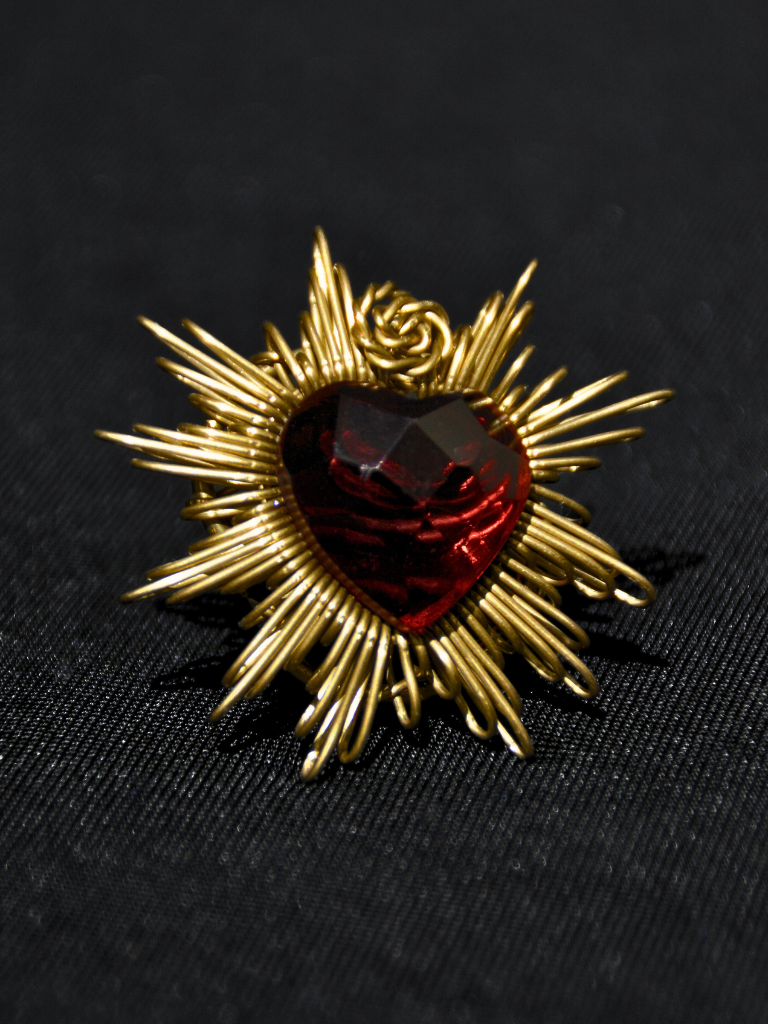 Red Faceted Brilliant Heart Ring