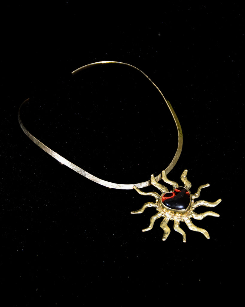 Red SunBurst Heart Necklace