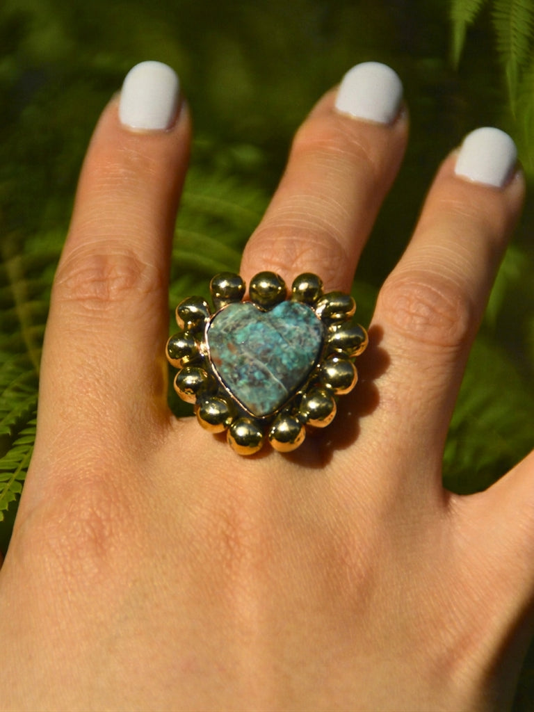 Chrysocolla Halo Ring