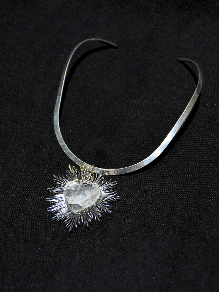 Silver Heart Faceted Quartz Necklace
