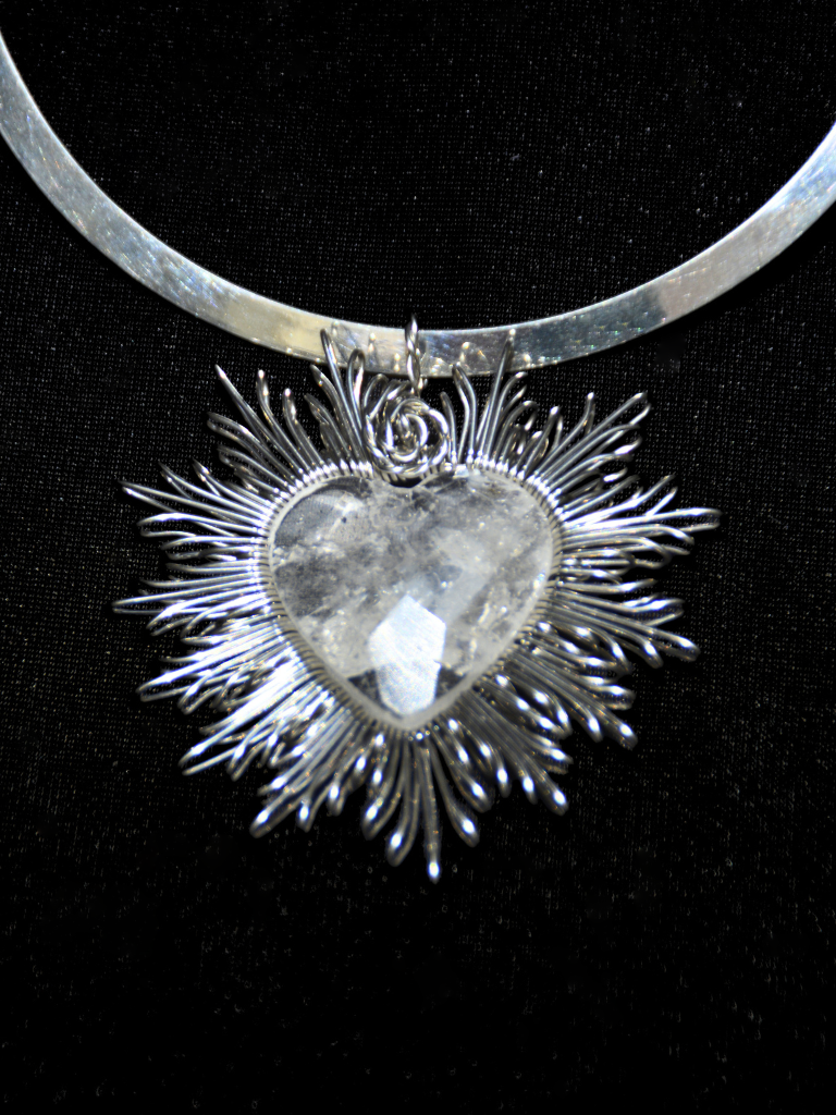 Silver Heart Faceted Quartz Necklace