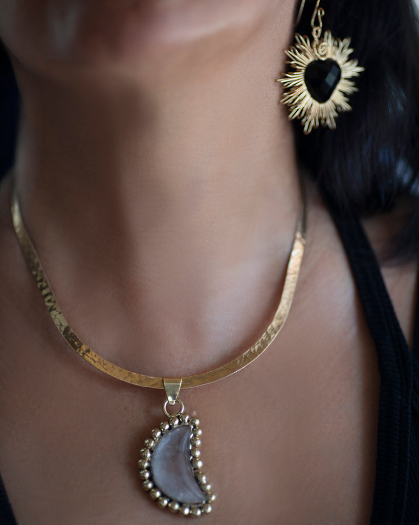 Quartz Crescent Moon Necklace