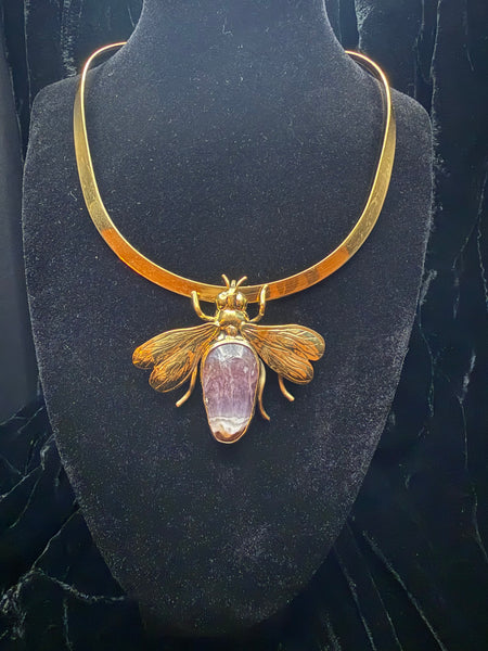 Bee  Amethyst Stone  Necklace