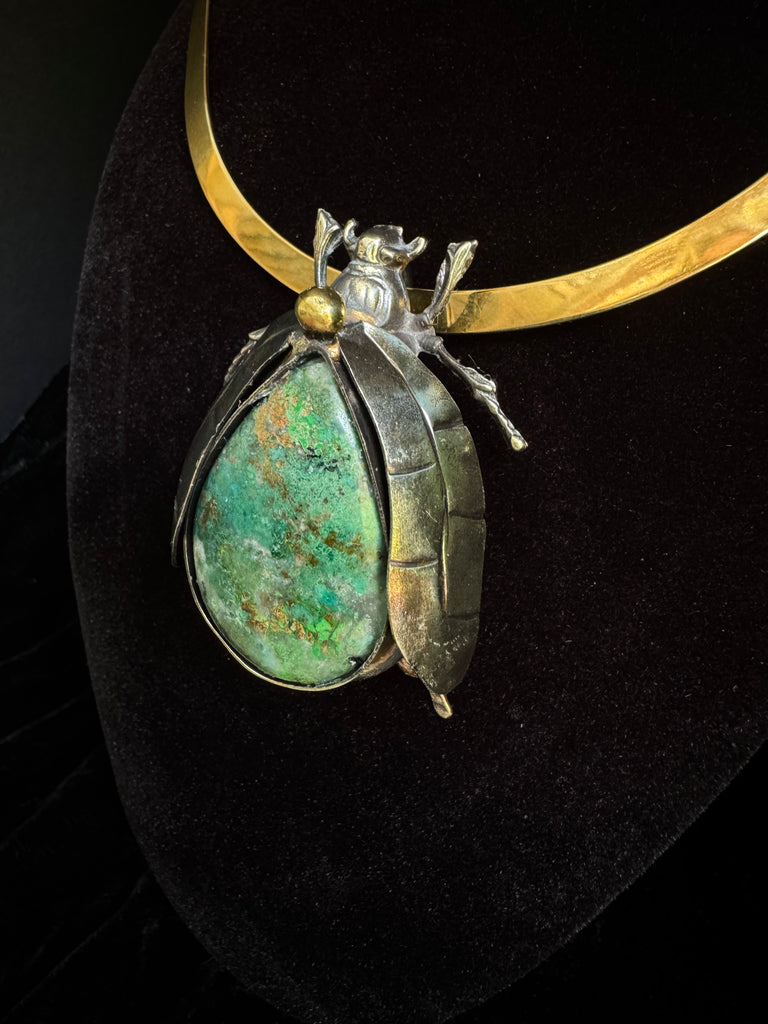 Scarab Beetle Dragon Blood Jasper Necklace
