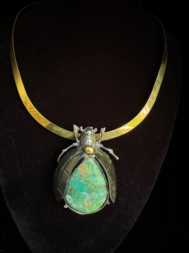 Scarab Beetle Dragon Blood Jasper Necklace