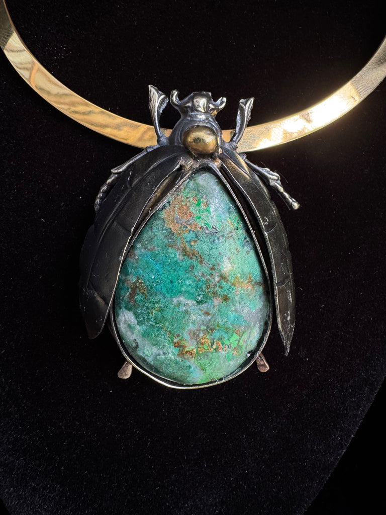 Scarab Beetle Dragon Blood Jasper Necklace