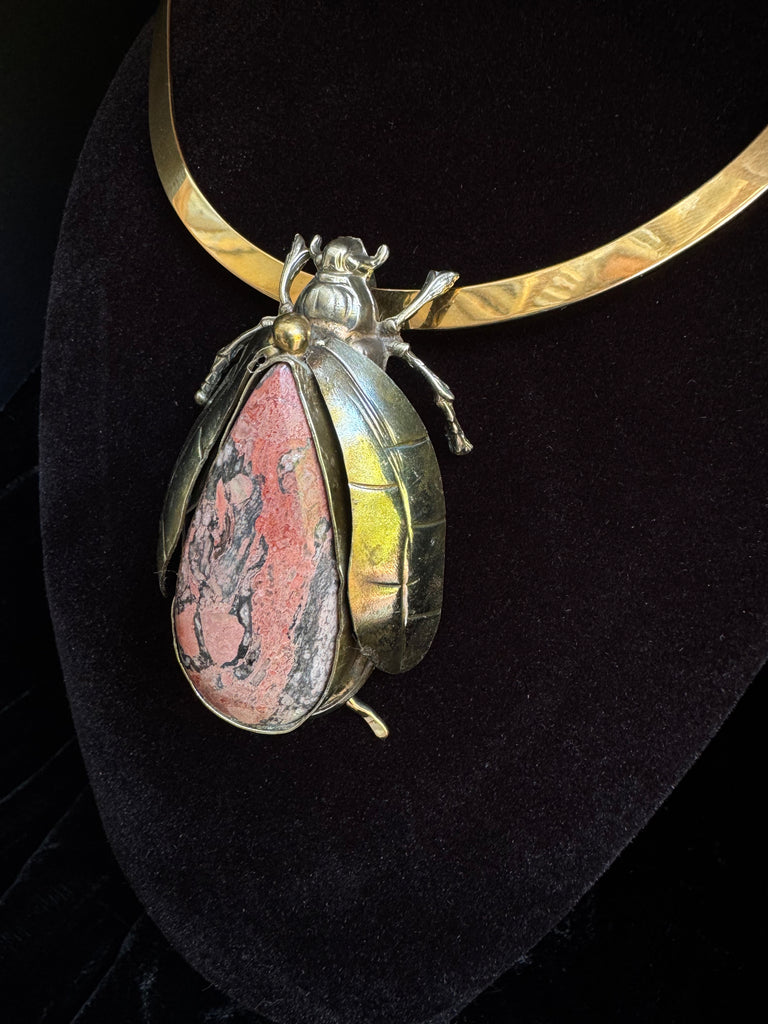 Scarab Beetle Ocean Jasper Necklace