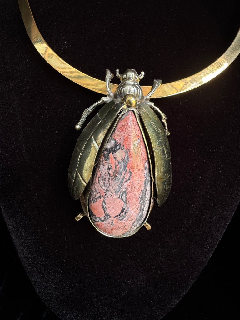 Scarab Beetle Ocean Jasper Necklace