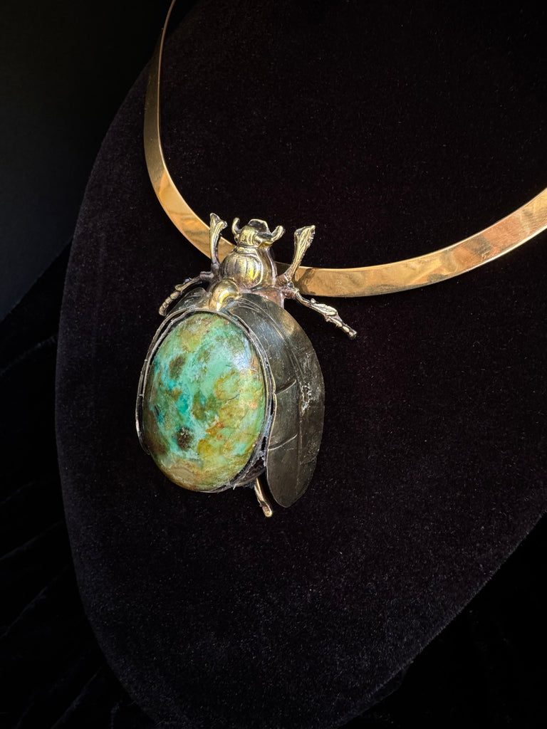Scarab Beetle Turquoise Necklace