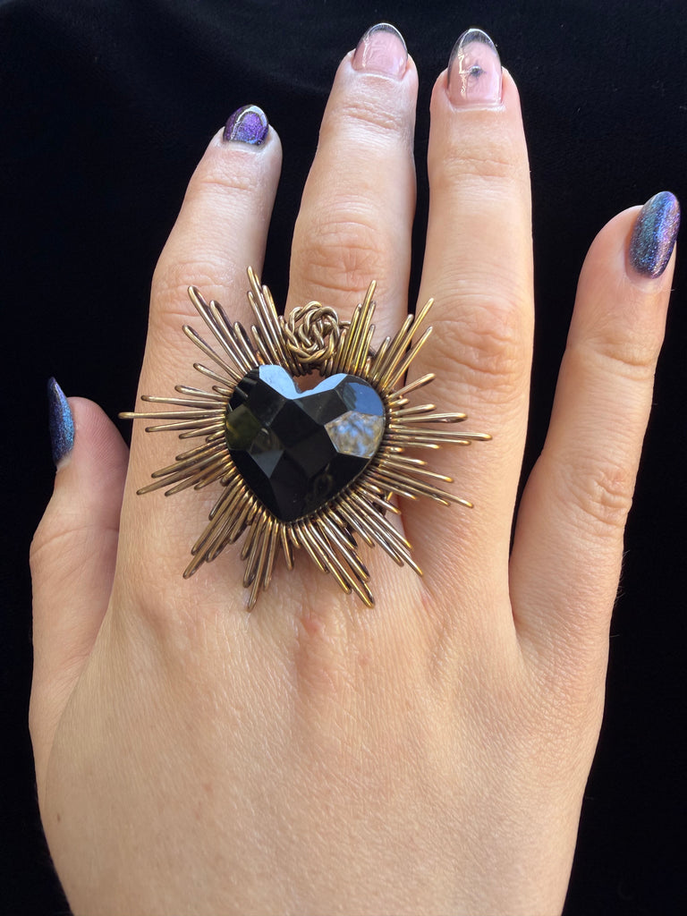 Black Faceted Brilliant Heat Ring