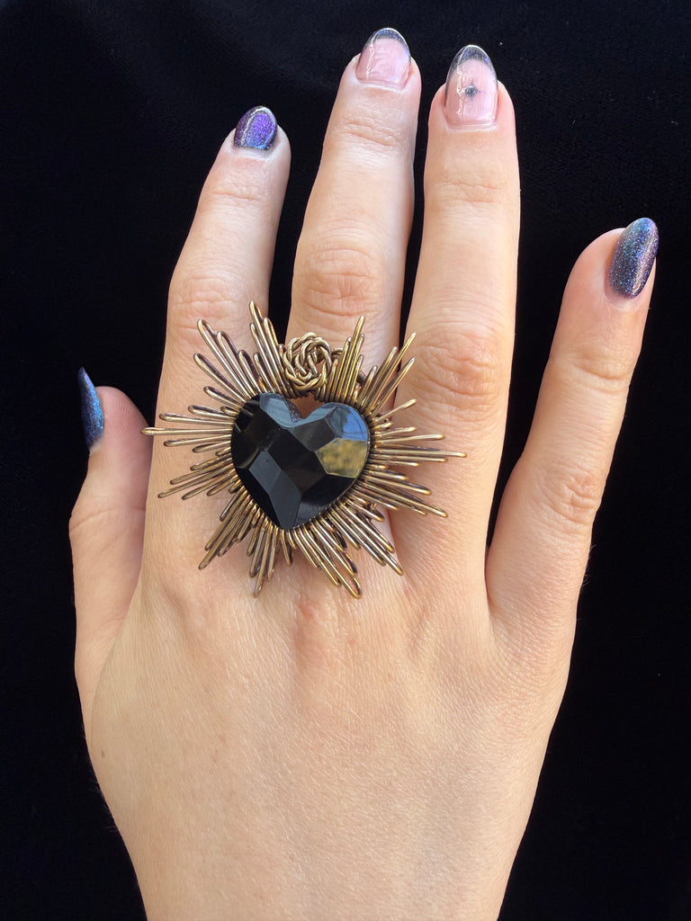 Black Faceted Brilliant Heat Ring