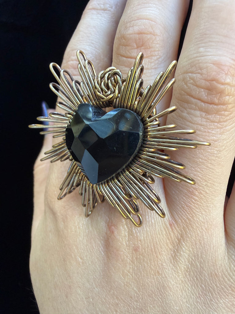 Black Faceted Brilliant Heat Ring