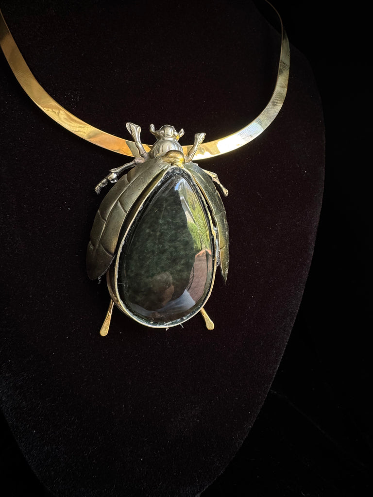 Scarab Beetle Green Jade Necklace