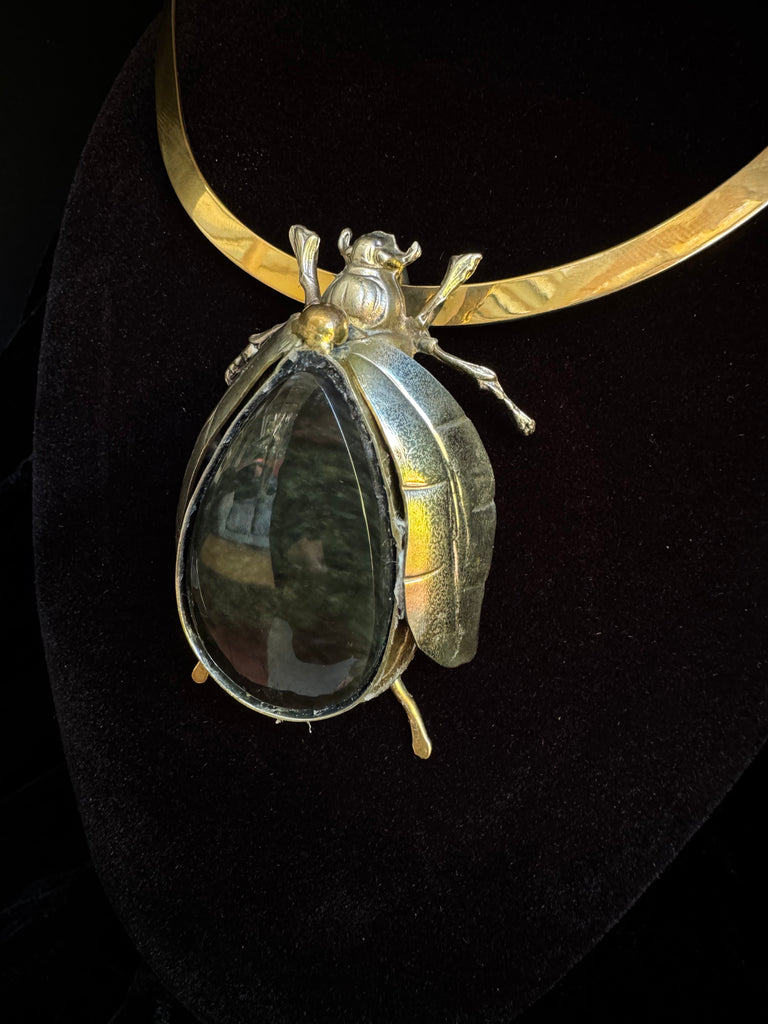 Scarab Beetle Green Jade Necklace