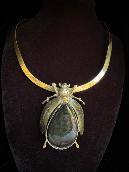 Scarab Beetle Green Jade Necklace