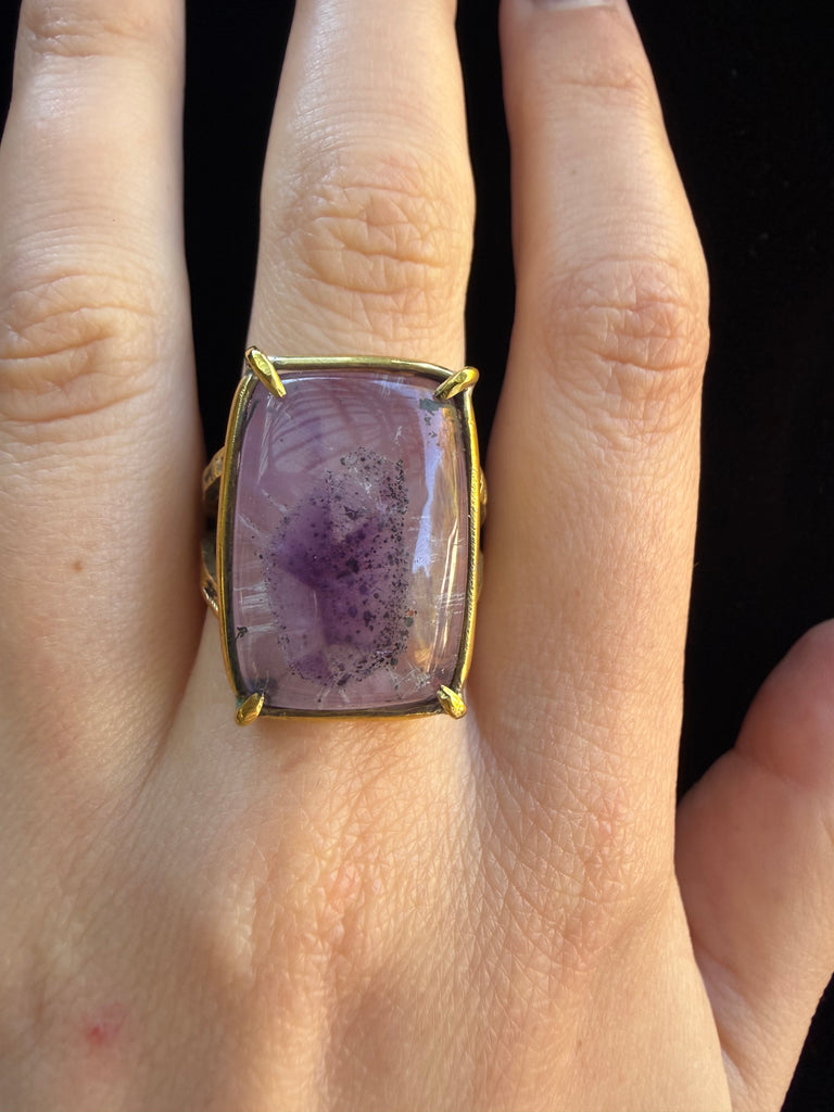 Custom Cushion Cut Amethyst Ring