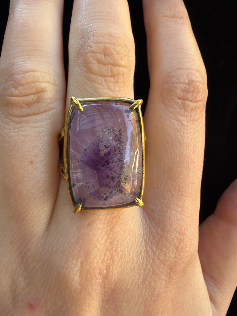 Custom Cushion Cut Amethyst Ring