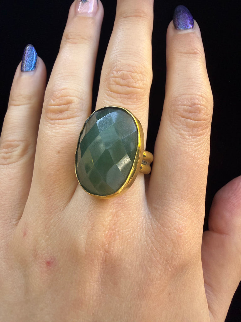 Custom Green Beryl  Gemstone Ring