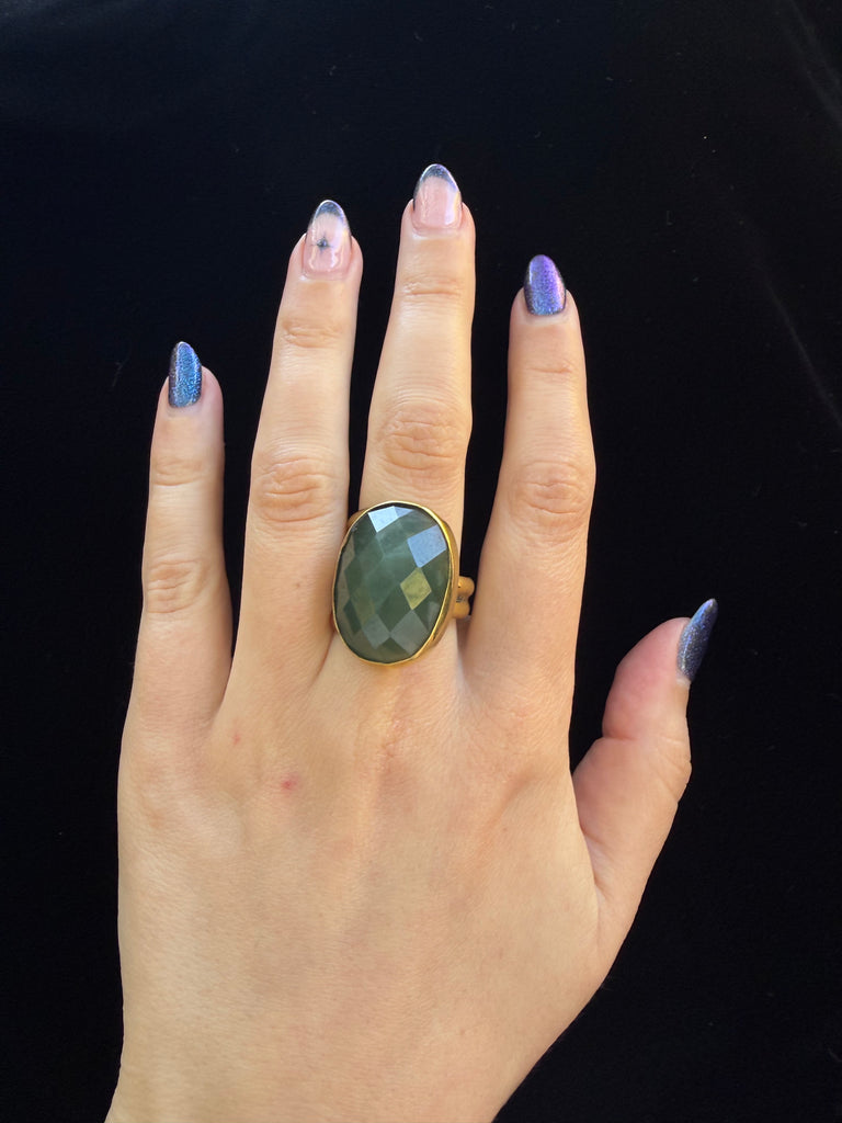 Custom Green Beryl  Gemstone Ring