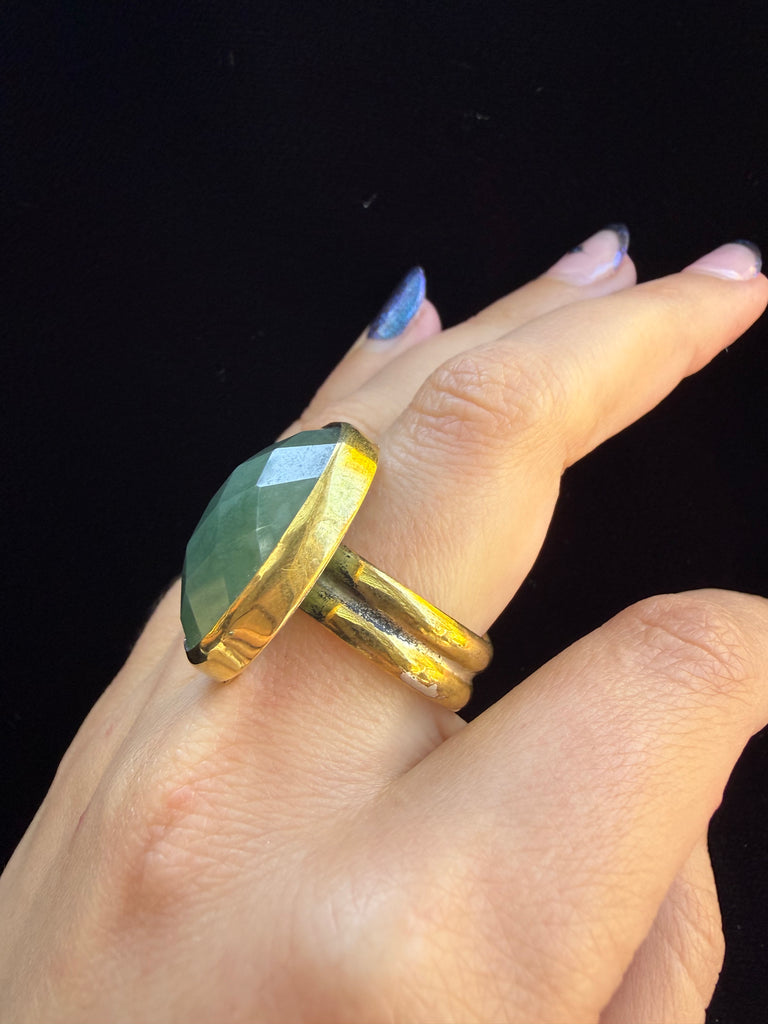 Custom Green Beryl  Gemstone Ring