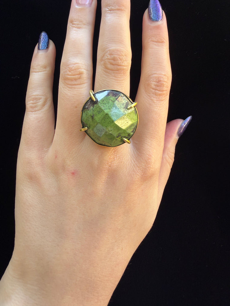 Faceted Green Tourmaline Ring