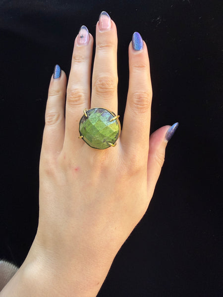 Custom Green Tourmaline Cabochon Ring
