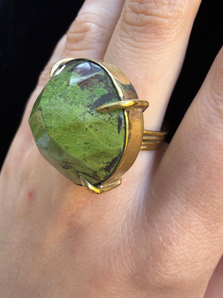 Faceted Green Tourmaline Ring
