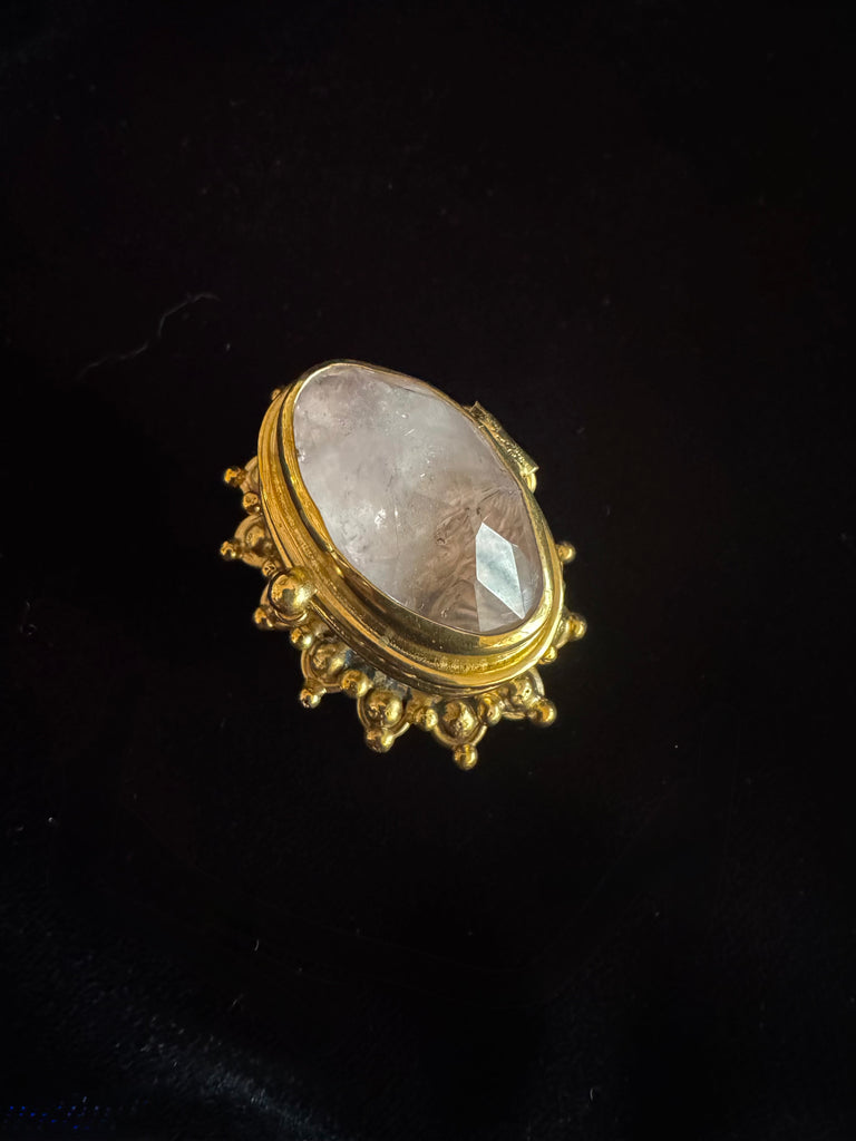 Faceted Clear Quartz Locket Necklace