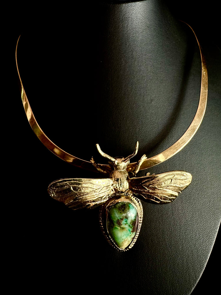 Bee Chrysocolla Stone  necklace