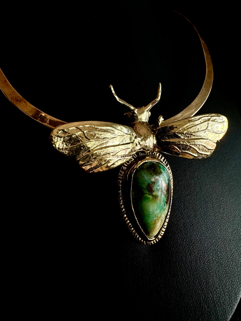 Bee Chrysocolla Stone  necklace