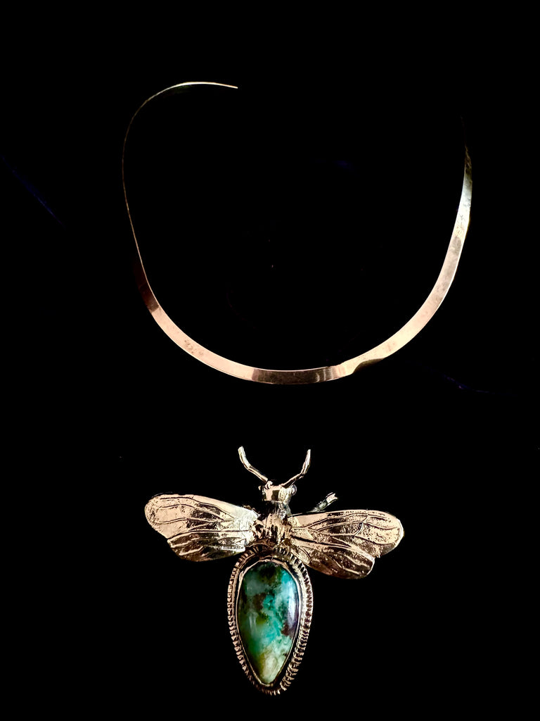 Bee Chrysocolla Stone  necklace