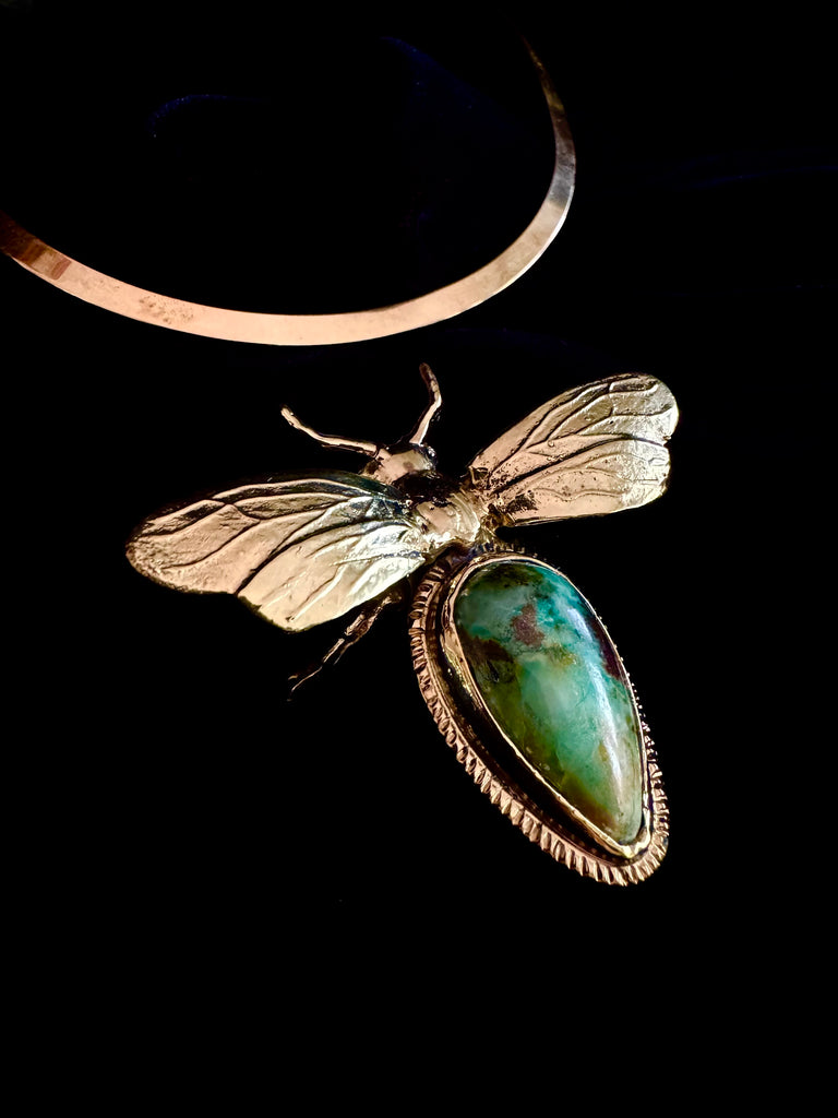 Bee Chrysocolla Stone  necklace
