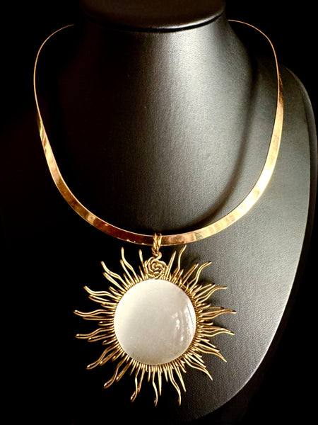 Snow Quartz Sun Necklace