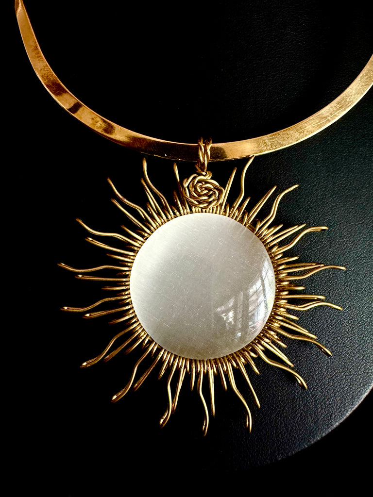 Snow Quartz Sun Necklace