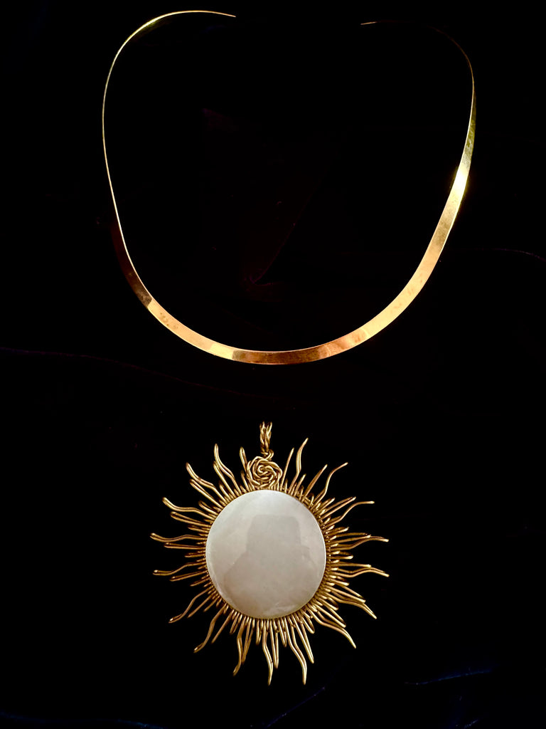 Snow Quartz Sun Necklace