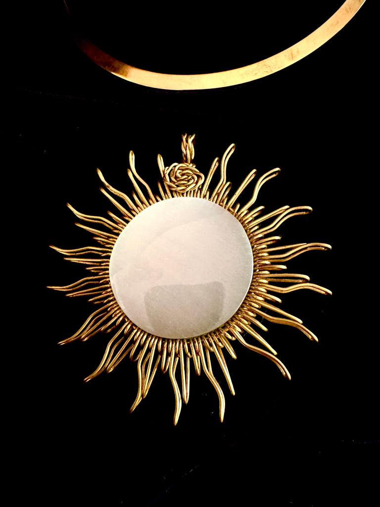 Snow Quartz Sun Necklace