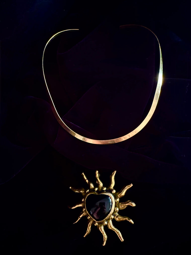 Black Glass Sun Burst Necklace