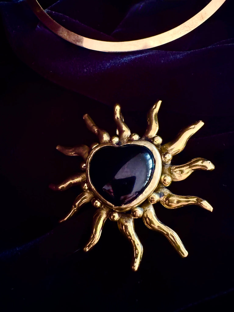 Black Glass Sun Burst Necklace