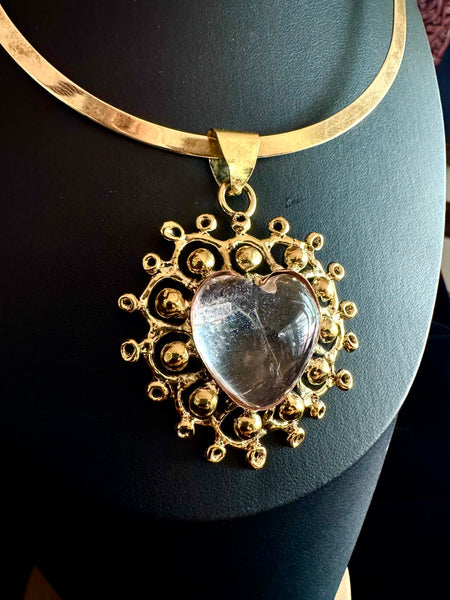 Clear Quartz vibrating Heart Necklace