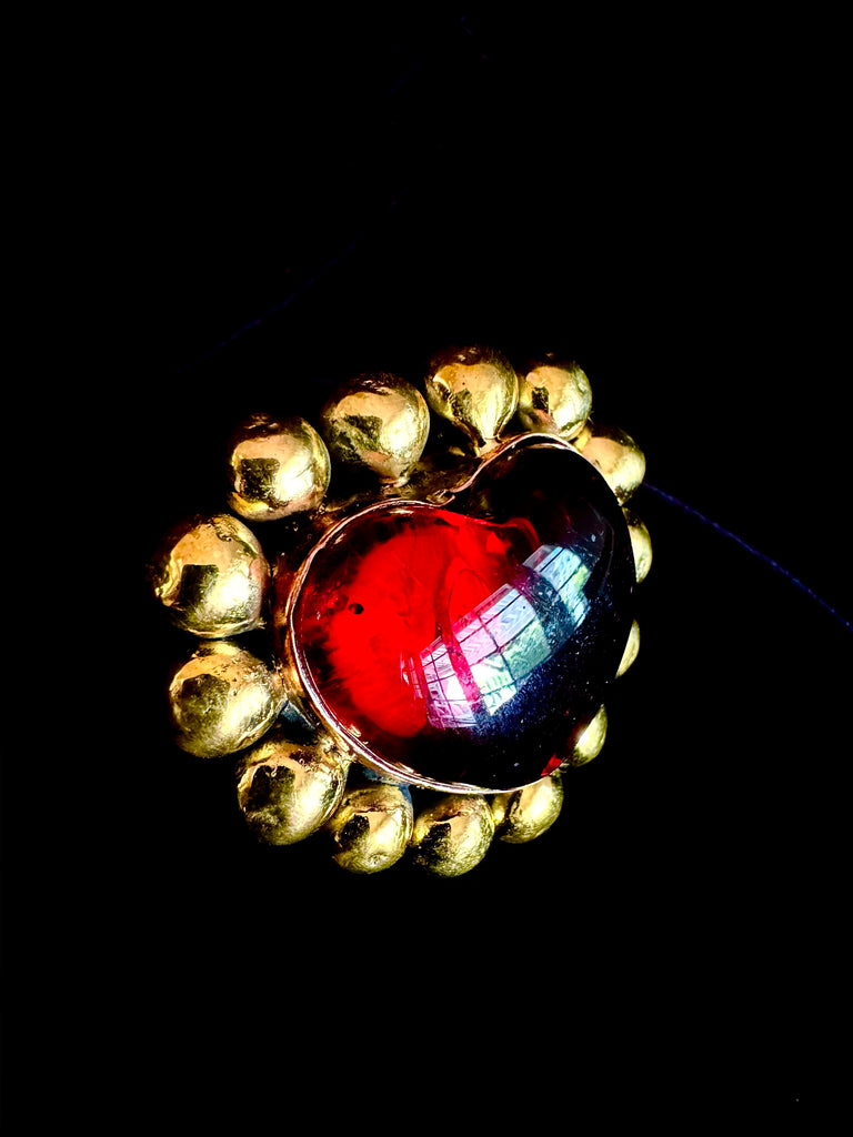 Large Red Heart Glass Ring